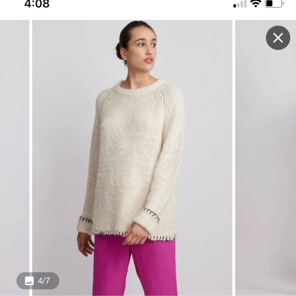 Raquel Allegra Sweater Oat Wool Size Womens XL EUC White - Picture 10 of 14